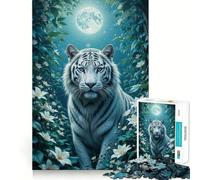 Puzzle de 1000 pièces Tigre Blanc au Clair de Lune pour Adolescents activité ludique et stimulante pour la réflexion,Taille Uniforme,pièces précises,idéale pour se détendre en Groupe à l’intérieur