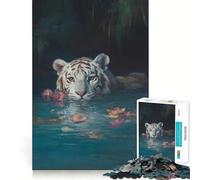 Puzzle de 1000 pièces Tigre Blanc dans l'eau »,Jeu de réflexion Haute précision,idéal pour Passer Le Temps (50x75cm)