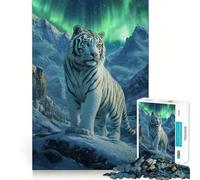 Puzzle de 1000 pièces Tigre Blanc dans Les Montagnes enneigées »,Jeu de réflexion créatif,pièces Robustes et découpées avec précision,idéal pour Les Voyages (50x75cm)