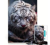 Puzzle de 1000 pièces Tigre Blanc prédateur pour Adultes Jeu de réflexion,découpe Laser pour Un Assemblage Parfait,activité enrichissante pour Les Jours de Pluie (50x75cm)