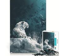 Puzzle de 1000 pièces Tigre Blanc sur Rocher pour Adultes,Jeu de réflexion,découpe Laser pour Un Assemblage Parfait,activité enrichissante pour Les Jours de Pluie (50x75cm)