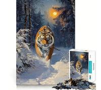 Puzzle de 1000 pièces Tigre dans la forêt enneigée pour Adolescents, Jeu de logique et de Coordination, découpe précise, Surprise de Noël 50x75cm