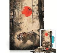 Puzzle de 1000 pièces Tigre dans la forêt Japonaise pour Adultes, Jeu Intelligent Anti-Stress, Motif à Assembler, Surprise de Noël 38x52cm