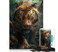 Puzzle de 1000 pièces Tigre dans la forêt Tropicale pour Adultes et Adolescents Jeu cognitif, Loisir et Amusement Motif à Assembler Cadeau Festif 38x26cm