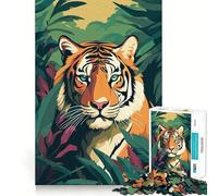 Puzzle de 1000 pièces Tigre dans la Jungle pour Adolescents Jeu Intelligent pour Partager des Moments de complicité Découpe précise Pièce de Collection 38x26cm