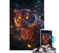 Puzzle de 1000 pièces Tigre dans la Nuit Un Jeu addictif pour développer la Patience Un Jeu éducatif et Anti-Stress Un Cadeau d'anniversaire idéal (Taille 50x75cm)