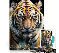 Puzzle de 1000 pièces Tigre dans l'eau doré, idéal pour Les Adolescents, Jeu de logique et de réflexion, découpe précise, Surprise de Noël 50x75cm