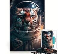 Puzzle de 1000 pièces Tigre dans l'espace pour Adultes, Jeu de réflexion Amusant et décontracté, découpe de précision, Cadeau Artistique 50x75cm