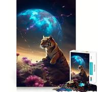 Puzzle de 1000 pièces Tigre dans Un décor Floral martien pour Adolescents, Jeu de réflexion, Design Relaxant, Cadeau attentionné 50x75cm