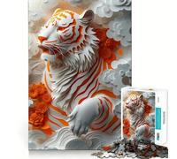 Puzzle de 1000 pièces Tigre dans Un Nuage Luxuriant pour Adolescents, Jeu de logique Solide, Loisirs Amusants, Bords Nets, Objet de Collection 38x26cm