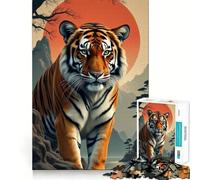 Puzzle de 1000 pièces Tigre dans Un Paysage de Montagne pour Adultes, Jeu de réflexion Amusant et décontracté, découpe de précision, Cadeau Artistique 50x75cm