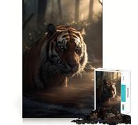 Puzzle de 1000 pièces Tigre dans Une forêt Mystique pour Adolescents, Jeu de réflexion et de Loisirs, Design Amusant, Assemblage, Cadeau élégant 38x52cm