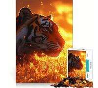 Puzzle de 1000 pièces Tigre dans Une lumière dorée pour Adolescents Jeu Intelligent pour Partager des Moments de complicité Découpe précise Pièce de Collection Artistique 38x26cm
