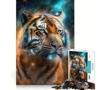 Puzzle de 1000 pièces Tigre de la Nébuleuse Mystique pour Adultes, Jeu de réflexion et de Concentration Silencieux, Bords serrés, Cadeau de Noël (50x75cm)