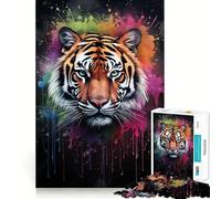 Puzzle de 1000 pièces Tigre Éclaboussé de Poudre pour Adolescents, Jeu de logique et de Stimulation, Anti-Stress, découpe précise, Joli Cadeau 38x52cm