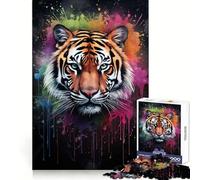 Puzzle de 1000 pièces Tigre Éclaboussé de Poudre pour Adolescents, Jeu de logique et de Stimulation, Anti-Stress, découpe précise, Joli Cadeau 38x52cm