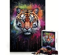 Puzzle de 1000 pièces Tigre Éclaboussé de Poudre pour Adultes Puzzle de Mémoire à Soulever Lentement Cadeau Créatif à Assembler 50x75cm