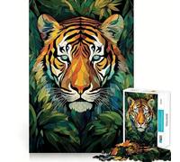 Puzzle de 1000 pièces Tigre en vitrail pour Adolescents Un Jeu Intelligent pour Partager des Moments de complicité, Une pièce de Collection aux découpes précises 38x52cm
