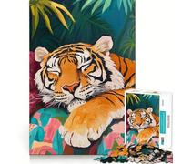 Puzzle de 1000 pièces Tigre endormi dans la Jungle pour Adolescents, Jouet Intelligent, découpe précise, Cadeau saisonnier 38x26cm