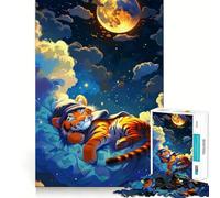 Puzzle de 1000 pièces Tigre endormi pour Adolescents Jeu de logique Claire Passe-Temps Calme Découpe Parfaite Cadeau Classique 38x52cm