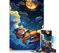 Puzzle de 1000 pièces Tigre endormi pour Adolescents, Jeu de logique et de Loisirs, Bords Fins, Cadeau spécial 50x75cm