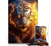 Puzzle de 1000 pièces Tigre Énergie Puissante pour Adultes Un Jeu de réflexion Stimulant pour se détendre, Une découpe Parfaite et Un Cadeau mémorable 50x75cm