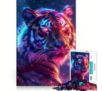 Puzzle de 1000 pièces Tigre et Animal de l'espace pour Adolescents Défi Cérébral Jeu d'Activité à la Maison Découpe Claire Cadeau Emballant 50x75cm