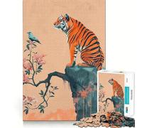 Puzzle de 1000 pièces Tigre et Oiseau sur Une Falaise pour Adolescents Jeu de réflexion, Moment de détente, Finition de qualité, 38x52cm