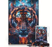 Puzzle de 1000 pièces Tigre et rituel Antique pour Adolescents, idéal pour développer la mémoire, Passer Un agréable Moment de détente, Bords Nets, Cadeau de Noël (38x52cm)