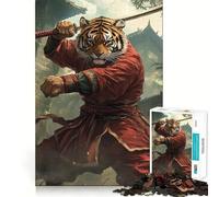 Puzzle de 1000 pièces Tigre Kung Fu Ninja Animal Adolescents Défi cérébral Jeu à Partager Découpe Nette Surprise chaleureuse 38x26cm