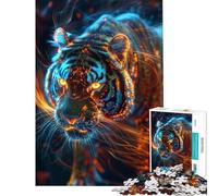Puzzle de 1000 pièces Tigre Lumineux dans la Nature Jeu éducatif Difficile et Stimulant d'analyse et de logique adapté aux Personnes de 14 Ans et Plus (50x75cm)