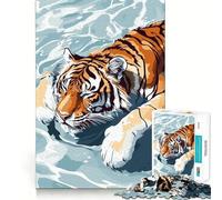 Puzzle de 1000 pièces Tigre nageant dans l'eau pour Adolescents Un Jeu de logique Transparent pour Un Divertissement paisible et Une Surprise chaleureuse 38x26cm