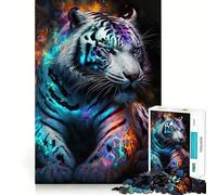 Puzzle de 1000 pièces Tigre Néon pour Adultes et Adolescents, Jeu de réflexion, Loisirs, Bords précis, décoration Murale 38x26cm