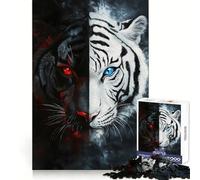 Puzzle de 1000 pièces Tigre Noir et Blanc pour Adolescents, Sharp Recall, Serene Escape, Uniform Cut, Parfait pour Noël (38x26cm)