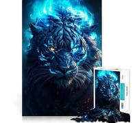 Puzzle de 1000 pièces Tigre Noir Sauvage Phosphorescent pour Adultes Puzzle Relaxant et Doux Image à Assembler Cadeau de Noël (50x75cm)