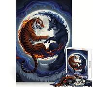 Puzzle de 1000 pièces Tigre Renard Yin Yang pour Adultes, Jeu de réflexion, Divertissement d'intérieur, Bords précis, Objet de Collection 50x75cm