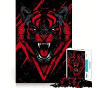 Puzzle de 1000 pièces Tigre Rouge et Noir pour Adolescents, Puzzle logique Transparent, Jeu Paix et sérénité, découpe Parfaite, liste de souhaits du Père Noël (38x26cm)