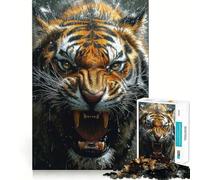 Puzzle de 1000 pièces Tigre Rugissant en Gros Plan pour Adultes, Jeu de logique Fine, Loisirs, Bords Nets, Objet de Collection (38x26cm)