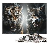 Puzzle de 1000 pièces « Tigre Sauvage Contre Loup », Un Puzzle en Papier pour Adultes, idéal comme Cadeau de Noël ou d'anniversaire. Dimensions : 38 x 26 cm.