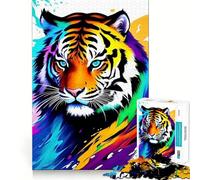 Puzzle de 1000 pièces Tigre Sauvage pour Adultes Exercice Mental,découpe de précision,Bords Lisses,activité relaxante à Partager en intérieur (50x75cm)