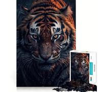 Puzzle de 1000 pièces Tigre Sauvage sous la Pluie pour Adultes Jeu de réflexion et de Loisirs Découpe Fine pour Les vœux du Père Noël (50x75cm)