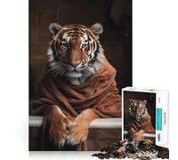 Puzzle de 1000 pièces Tigre sous la Douche pour Adolescents, Puzzle logique Solide, Jeu de précision, Cadeau de Noël 38x52cm