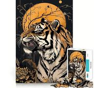 Puzzle de 1000 pièces Tigre sous la Lune pour Adolescents Un Cadeau saisonnier Relaxant et Amusant 38x52cm