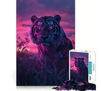 Puzzle de 1000 pièces Tigre sur Un Coucher de Soleil esthétique pour Adolescents, développement de la mémoire, Jeu d'intérieur, découpe Fine, Cadeau du Père Noël 38x52cm
