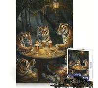 Puzzle de 1000 pièces Tigres à la taverne pour Adolescents renforce la mémoire, Calme et sérénité, qualité supérieure, pour Les vœux du Père Noël 38x26cm