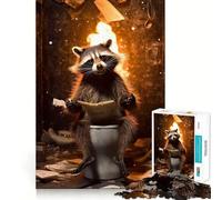 Puzzle de 1000 pièces Toilettes de Raton Laveur en Papier Journal, Cadeau pour Adultes, défi intellectuel, Jeu Facile et Amusant, découpe précise, Cadeau Original (50x75cm)