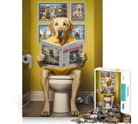 Puzzle de 1000 pièces Toilettes Labrador Jaune pour Adolescents,Jeu de réflexion,découpe Laser pour Un Assemblage Parfait,activité de Groupe relaxante en intérieur (50x75cm)