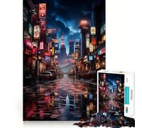 Puzzle de 1000 pièces Tokyo Night Street pour Adolescents Jeu de réflexion et d'évasion apaisant 38x52cm