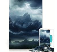 Puzzle de 1000 pièces Tonnerre de Montagne pluvieuse pour Adolescents, Jeu de logique mentale, Silencieux et précis, idéal pour Les vœux du Père Noël (38x52cm)