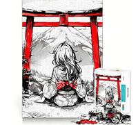 Puzzle de 1000 pièces Torii Gate Kimono Girl Ink pour Adultes, Jeu d'exercice Mental, Divertissement décontracté, découpe de précision, Cadeau Artistique 38x52cm
